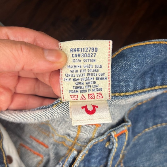 True Religion Ricky Big T Blue Straight Fit Denim Jeans size 36 Vintage Y2K - Picture 10 of 12